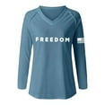 thumbnail image 3 of Freedom Shirts for Women Oversized Patriotic V Neck Long Sleeve Breathable Thin Fashion Top Tee Apparel Casual Versatile Daily Wear, 3 of 3