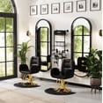 thumbnail image 3 of Baasha Ergonomic Reclining Salon Chair with Adjustable Headrest & Lumbar Support, Heavy Duty Barber Chair with Steel Frame, Stylish Hair Chair with Leather Upholstery, Weight Capacity up to 440 lbs, 3 of 8
