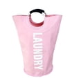 thumbnail image 1 of Bolsa de almacenamiento de ropa de gran capacidad, bolsa de lavandería de tela Oxford de doble capa, cesta para ropa sucia con asa redonda de aluminio, 1 of 6