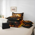 thumbnail image 6 of Castle Fairy Abstract Soccer Boy Girl Twin Bedding Sets 7-Piece,Sport Gamer Bedding Comforter Set Microfiber,Black Orange Breathable Sheet Sets,Luxury Bedroom Decor,Reversible, 6 of 8