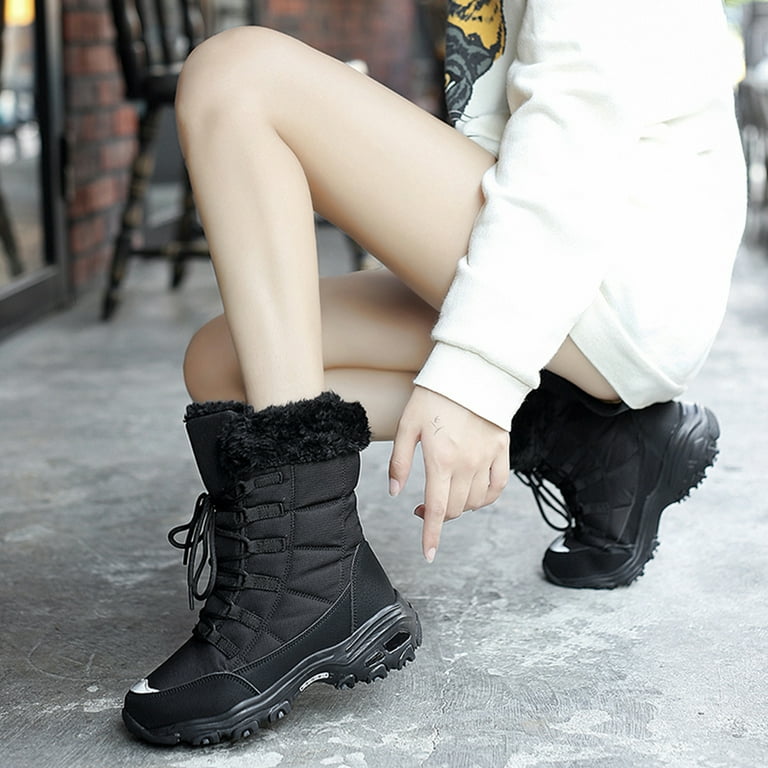 Fur top hiking boots