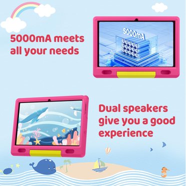 AEEZO Kids Tablet 10 Inch – Android 13, 6GB RAM, 64GB Storage, Shockproof Case (Blue/Pink)