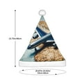 thumbnail image 3 of KLL Christmas Hats for Adults Plush Airplane World Map Adventure Print Santa Hat Xmas Fluffy Santa Claus Hat for Women Men, 3 of 6