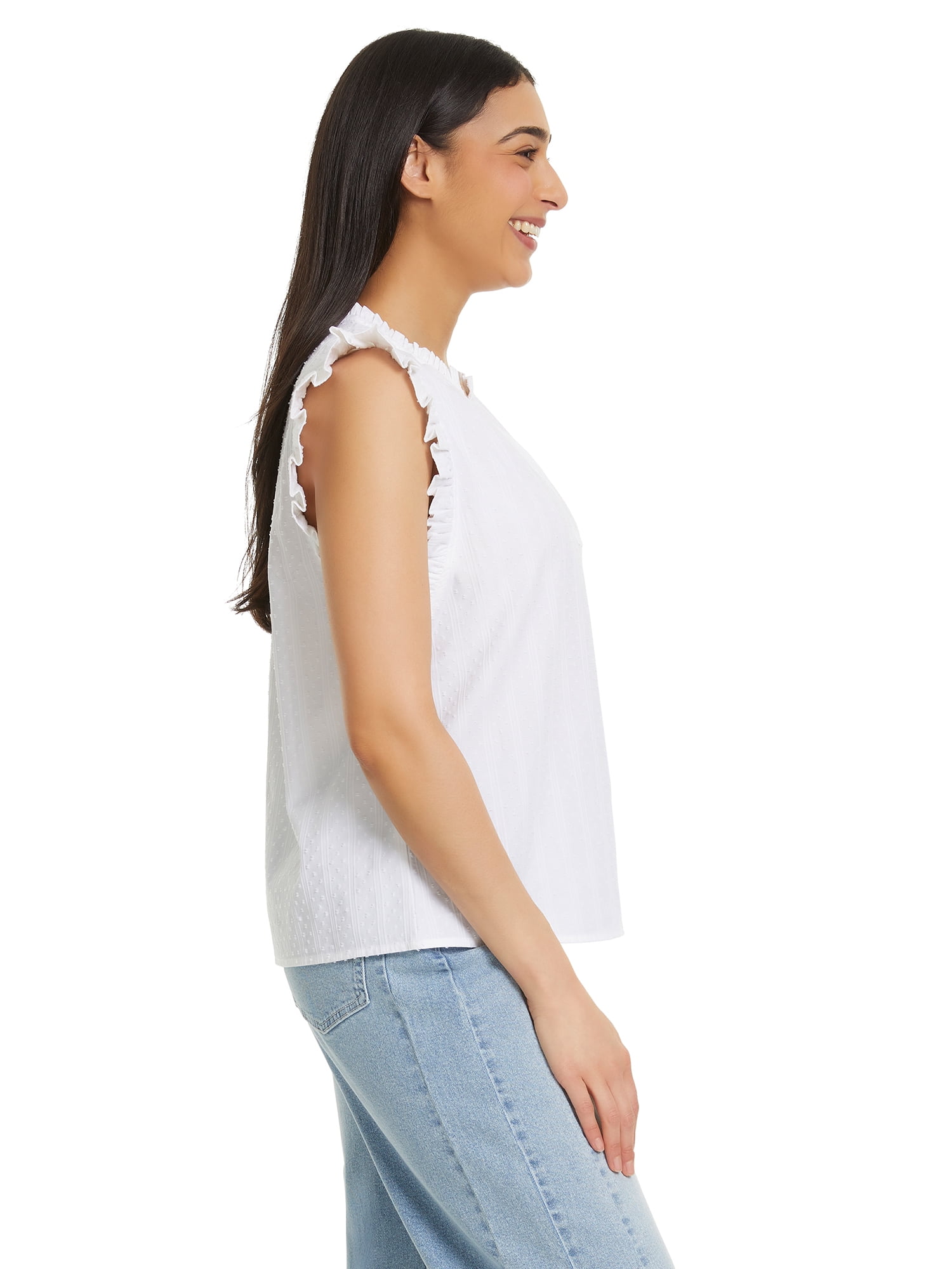 Gloria Vanderbilt Swan Series Women's Ruffle Sleeve Top, Sizes XS-XXL