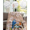 thumbnail image 4 of Flannel Fleece Throw Blanket Spring Cherry Flower Bird Lightweight Soft Plush Blankets,Rustic Floral Retro Wood Board Cozy Warm Throw Blanket for Couch Sofa Bed Car Office 40x50in, 4 of 9