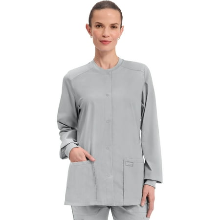 Cherokee Women's Snap Front Scrub Jacket with 3 Pockets and Knit Cuff - WW340