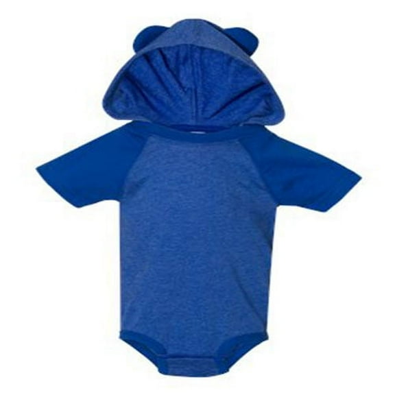 Rabbit Skins Fine Jersey Infant Short Sleeve Raglan Bodysuit with Hood & Ears
