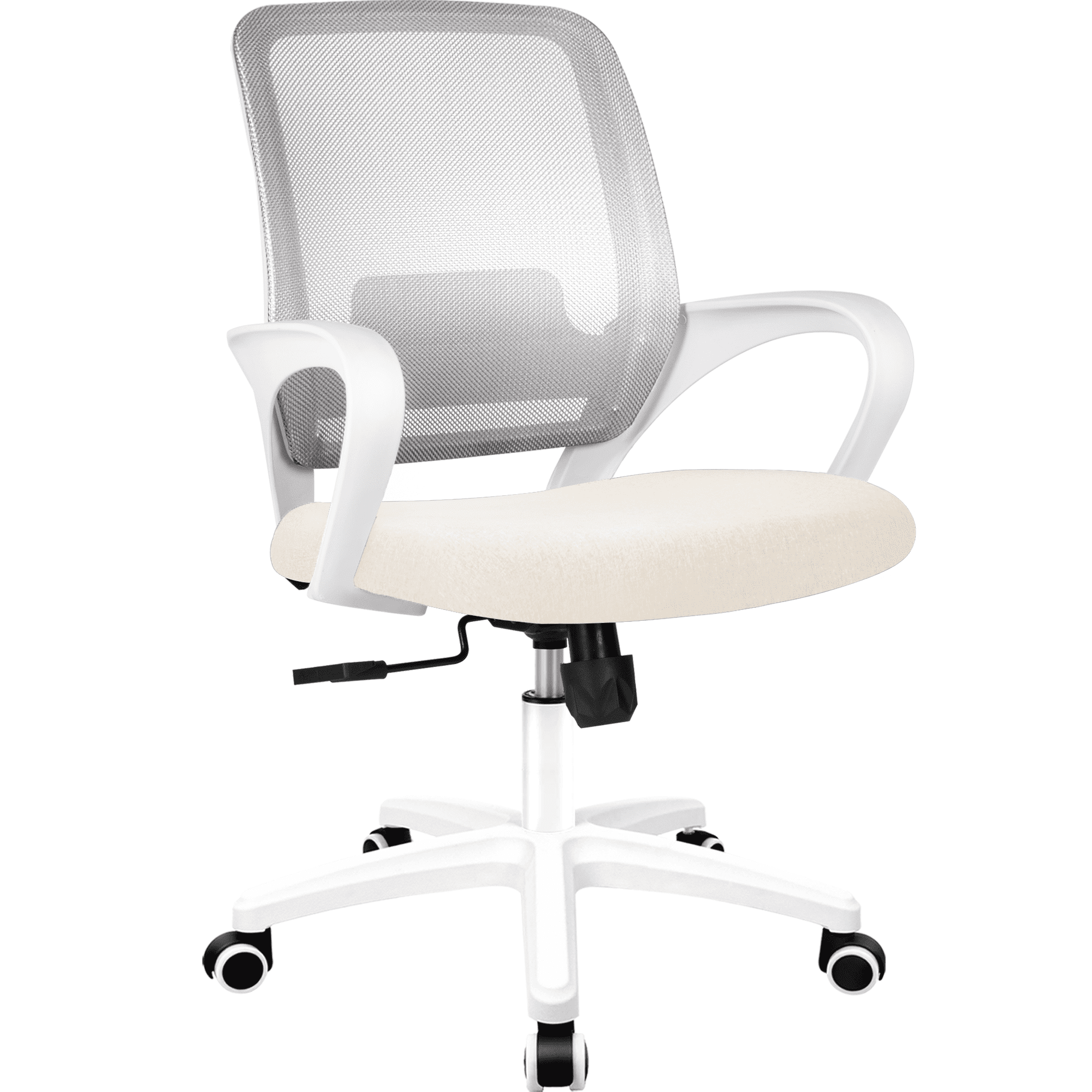 CELTOSS Ergonomic Home Office Chair, Mid Back Lumbar Support Desk Chair, Adjustable Height with Armrests for Adults, Ivory