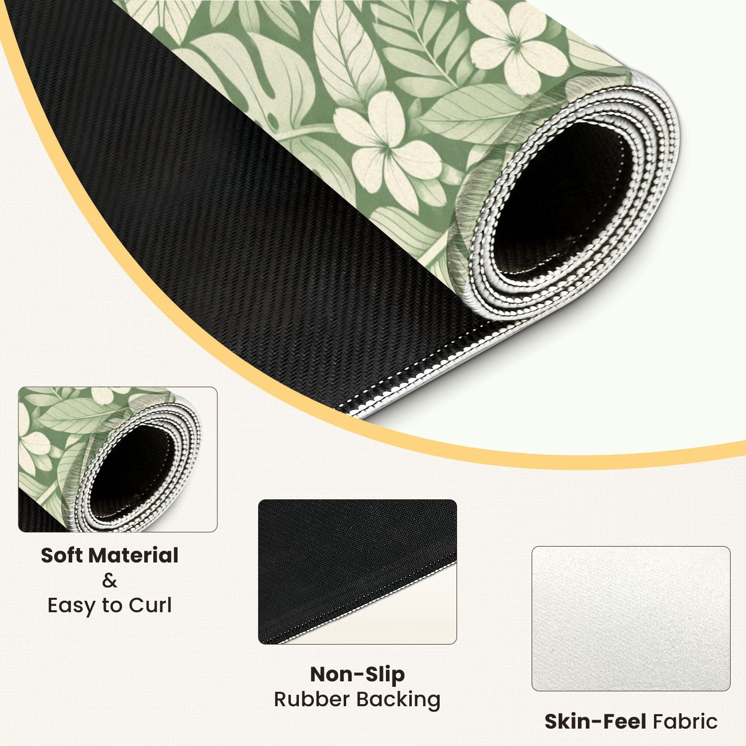 Mahjong Mat 31.5" x 31.5" Seamless tropical palm leaves green Anti-Slip and Noise Reduction Symmetry Design Mahjong Tiles Table Cover for Dominoes Poker Card Board and Tile Games