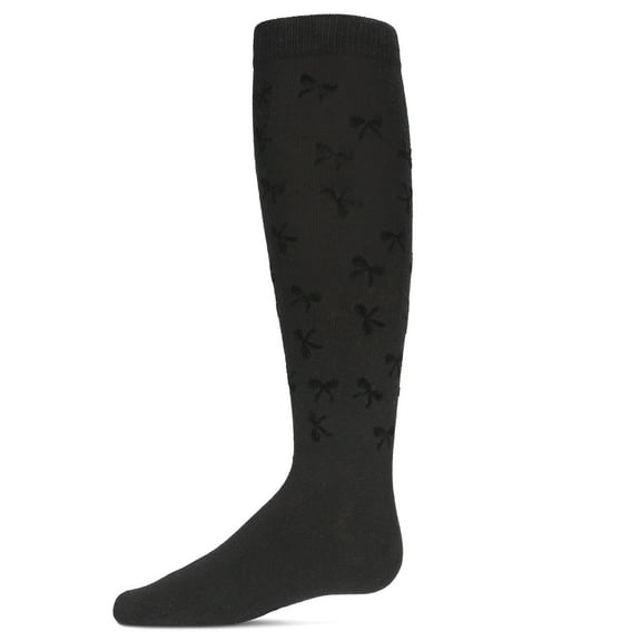 MeMoi Flocked Bow Knee-High Socks - Girls - Female, 4, Black