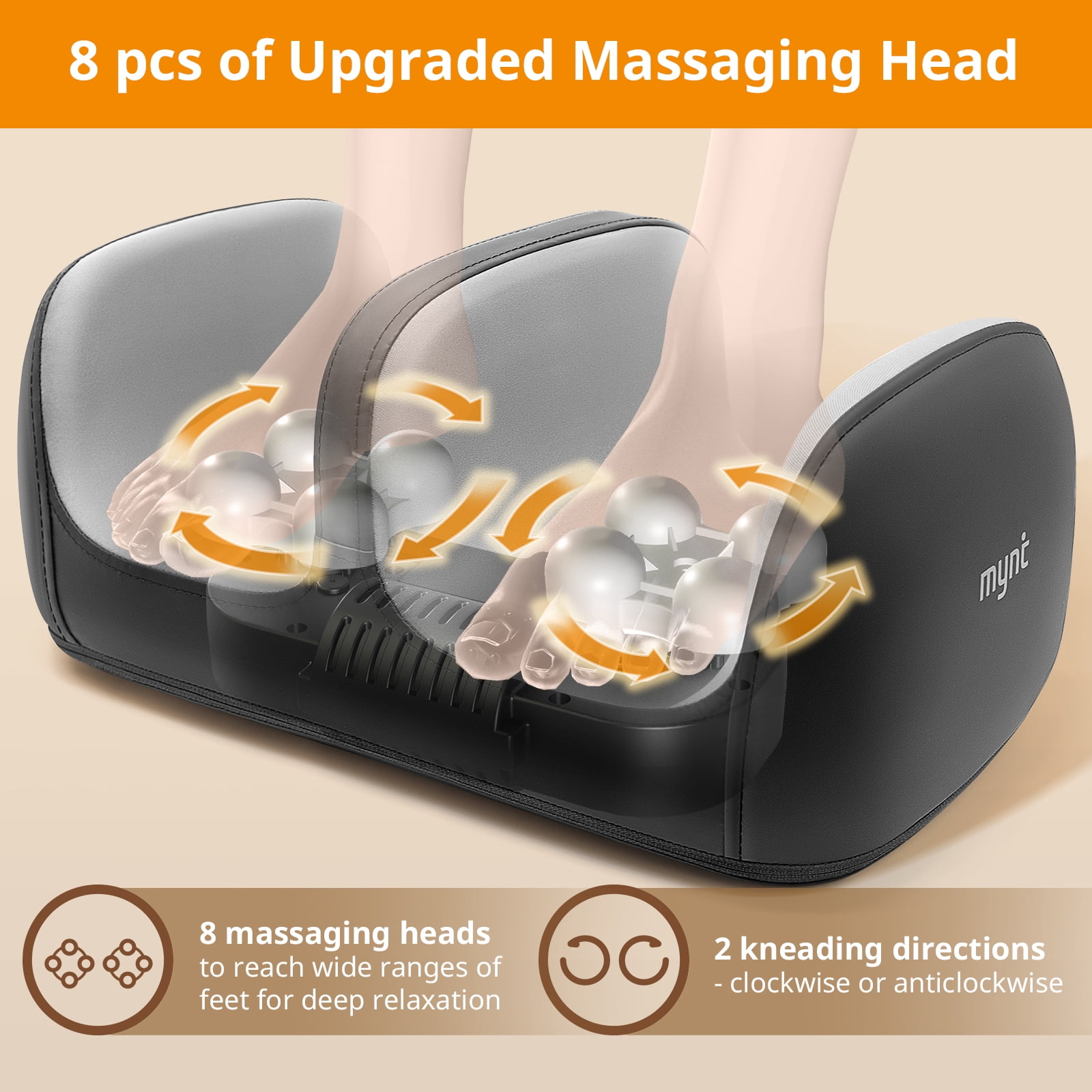 Mynt Foot & Calf Massager with Heat, Shiatsu Foot Massager for Neuropathy, Promotes Blood Circulation and Relaxation