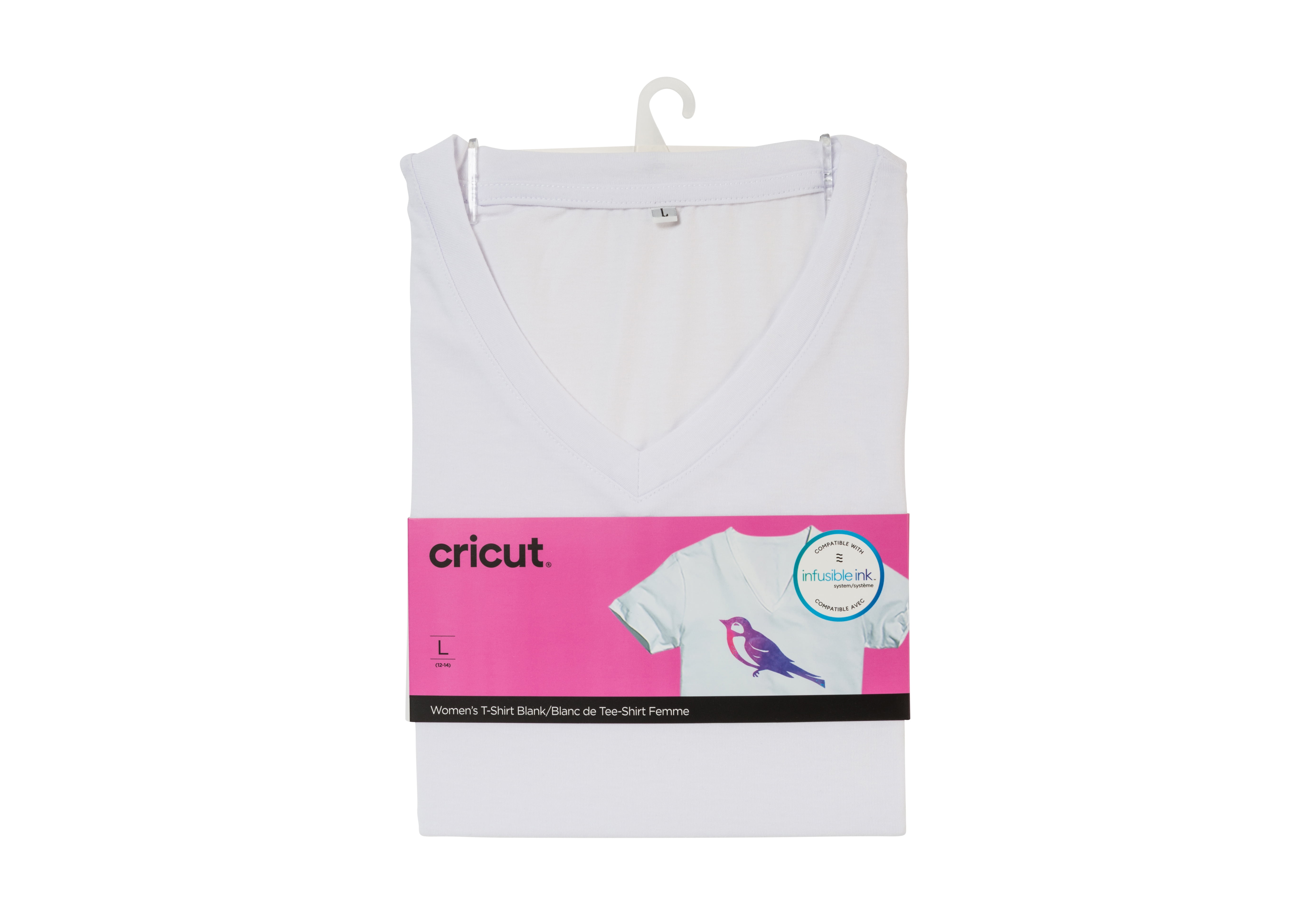 Cricut Women's Infusible Ink VNeck TShirt Blank, White Large