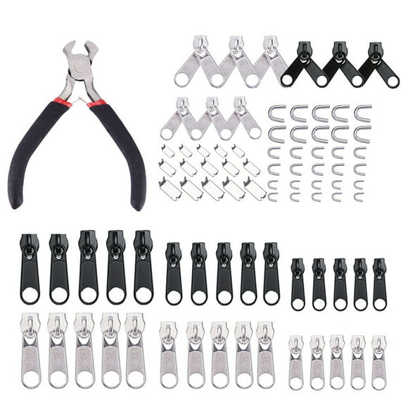 Matsuzay Kit de reparación de cabeza de repuesto de cremallera de 85 Uds. Con alicates de instalación, fijador de equipaje, deslizadores de ropa, De coser Matsuzay HA020267-00