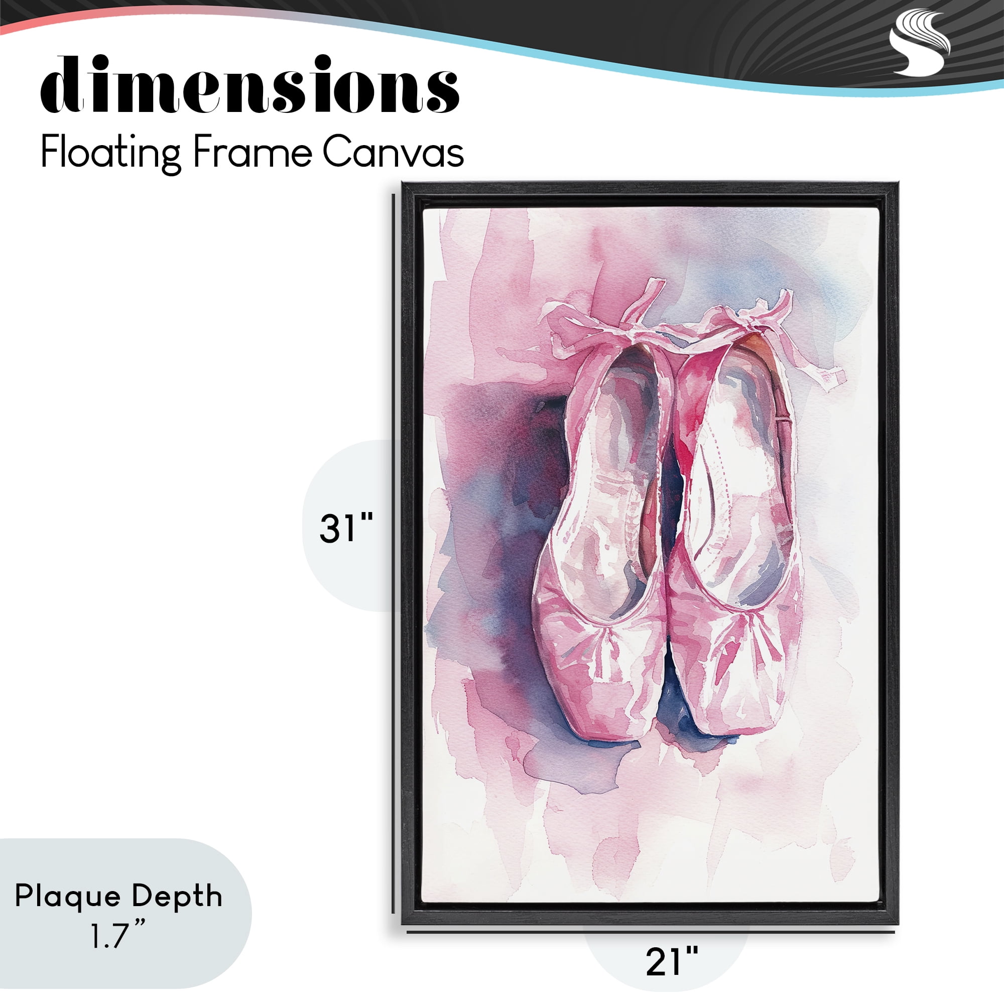 Stupell Industries Blush Ballet Slippers Black Framed Floater Canvas Wall Art, design by Ray Powers