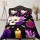 thumbnail image 1 of Calavera y Rosas Negro Funda Nórdica Set Purple Gothic Colcha Dormitorio Ropa de Cama, 1 of 4