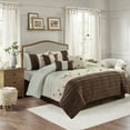 thumbnail image 2 of Kashi Home Queen Size Comforter Set 7 Pieces Brown Bedspread (86 * 86 Inch) with 2 Pillow Shams, Bedskirt and Decorative Pillows, Embroidered Lightweight Bedding - Luna, 2 of 6