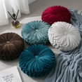 thumbnail image 2 of Velours Plissé Ronde Citrouille Canapé Coussin Coussin Canapé Chaise Voiture Coussin - Bleu Foncé, 2 of 9