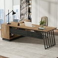 thumbnail image 6 of 71-Inch L-Shaped Executive Desk, Large Office Desk with Cabinet and Shelves, Oak and Black, 6 of 7