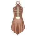 thumbnail image 4 of YONGHS Women's Figure Skating Dress Glittery Rhinestone Halter Strappy Back Ballet Dance Leotard Dusty Pink XL, 4 of 7