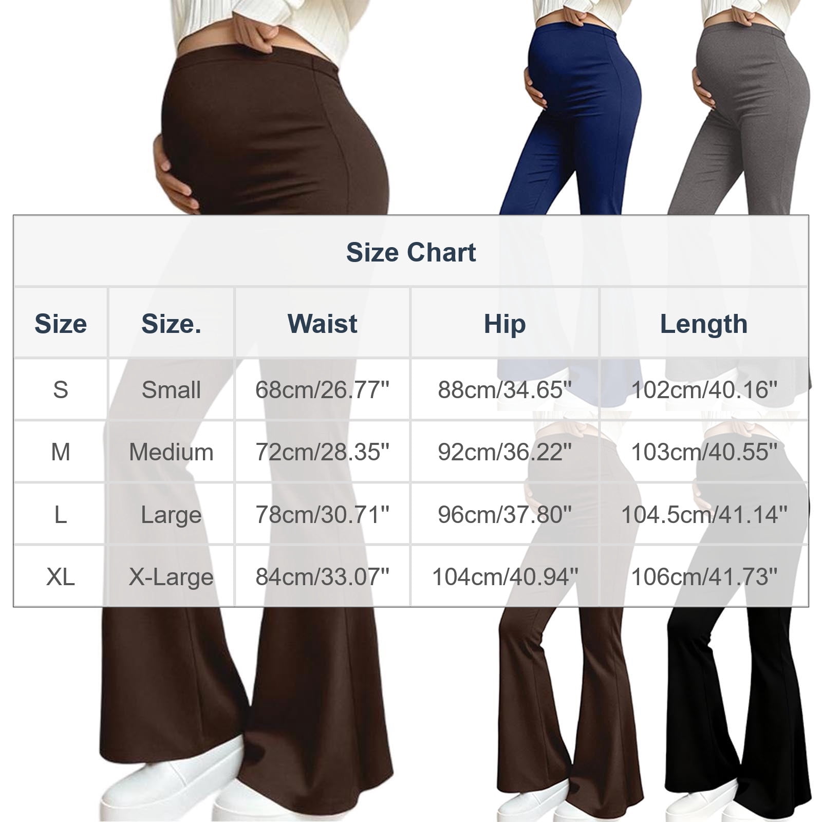Maternity Pants, Pregnant Women's Leggings Tight Fitting Yoga Clothes Flared Pants Solid Color High Waisted Support Long Pants for External Wear.