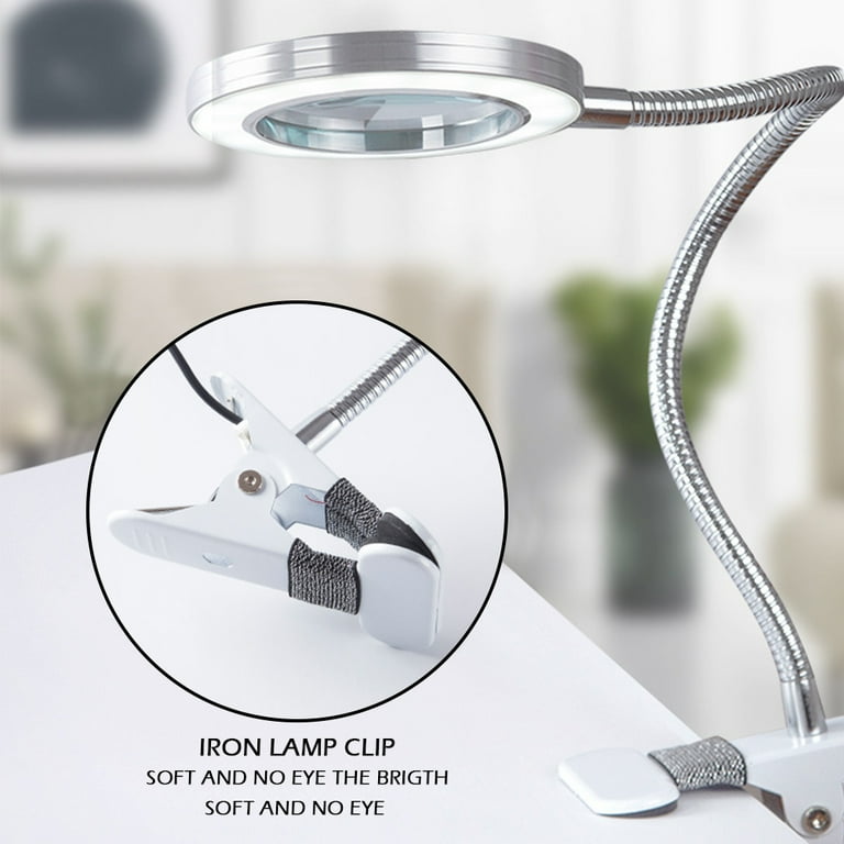 Miuline 5X LED Magnifying Lamp with Light and Clamp Battery