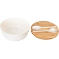 thumbnail image 2 of Cuenco para mezclar de fibra de bambú para cocina, cuenco grande para ensalada con tapa de bambú macizo, incluye utensilios para servir, material ecológico no tóxico, apto para lavavajillas, fácil de, 2 of 5