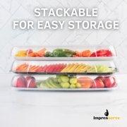 Impresserve Clear Plastic Lid for 17 Inch Rectangular Serving Tray, Snap-On Disposable Tray Cover, 4 Count