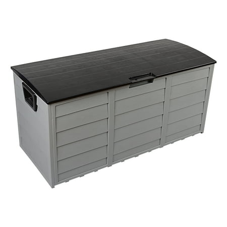75 Gal Plastic Storage Deck Box Chest Tools Cushions Toys Lockable Outdoor Garden Black