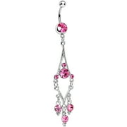 Body Candy Stainless Steel Pink Mermaid Chandelier Dangle Belly Ring