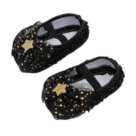 

Gureui Toddler Infant Baby Girls Cotton Cloth Shoes with Pentagram Sequins Bow Mesh Sweet Decoration Accessory