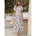 thumbnail image 3 of Vestido largo ANRABESS de verano con cuello en V y estampado floral de chifón para mujer, 3 of 5