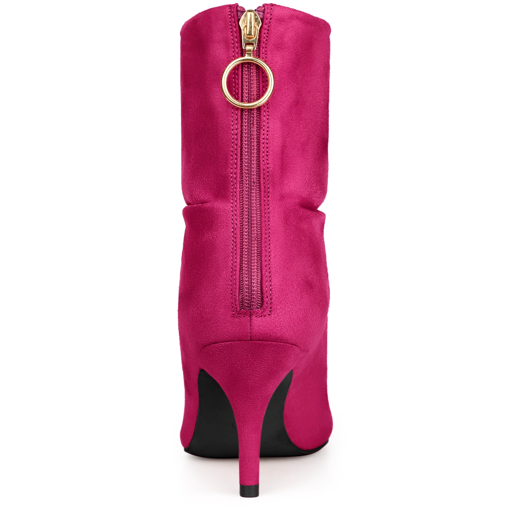 DARING DIVA Women's Pointed Toe Back Zip Stiletto Heel Ankle Boots Hot Pink 10