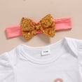 thumbnail image 4 of ZEHJUHAN Baby Girl's Birthday Tutu Set: Letter Print Short Sleeve Romper + Fluffy Skirt + Headband + Leggings, 4-Piece Outfit Pink2，12-18M, 4 of 8