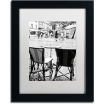 Trademark Fine Art "Paris Cafe for 2" Canvas Art by Yale Gurney, White Matte, Black Frame