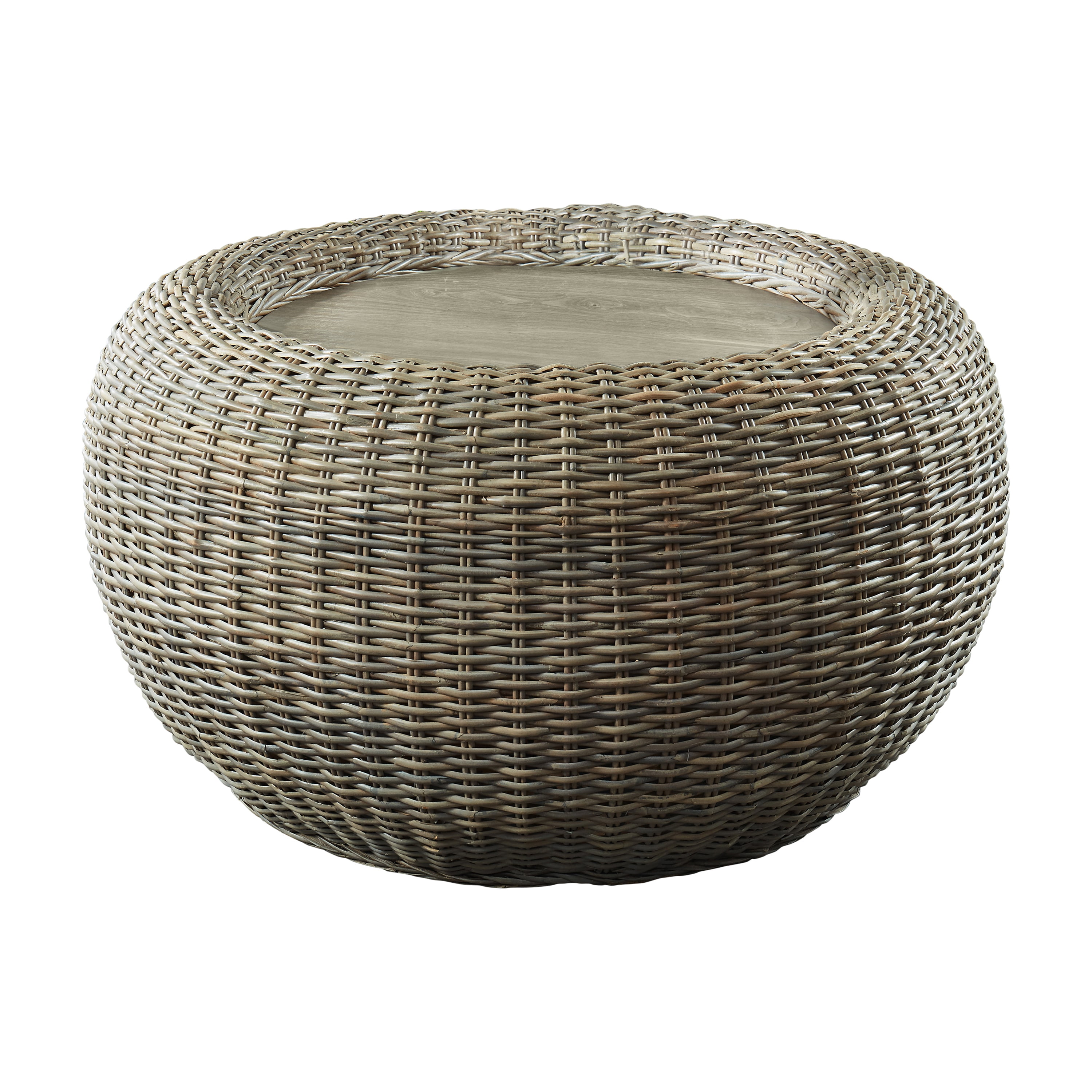 Furniture of America Towne Kubu Rattan Round Coffee Table, Brown