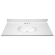 Design House Cultured Marble 37 x 19 Single Bowl Vanity Top with Backsplash and Centerset Mount, White