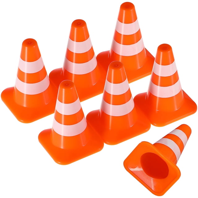 7 Pcs Cônes de Circulation Miniatures Cônes de Construction Routière Jouets Éducatifs pour Enfants Ornements de Table de Sable