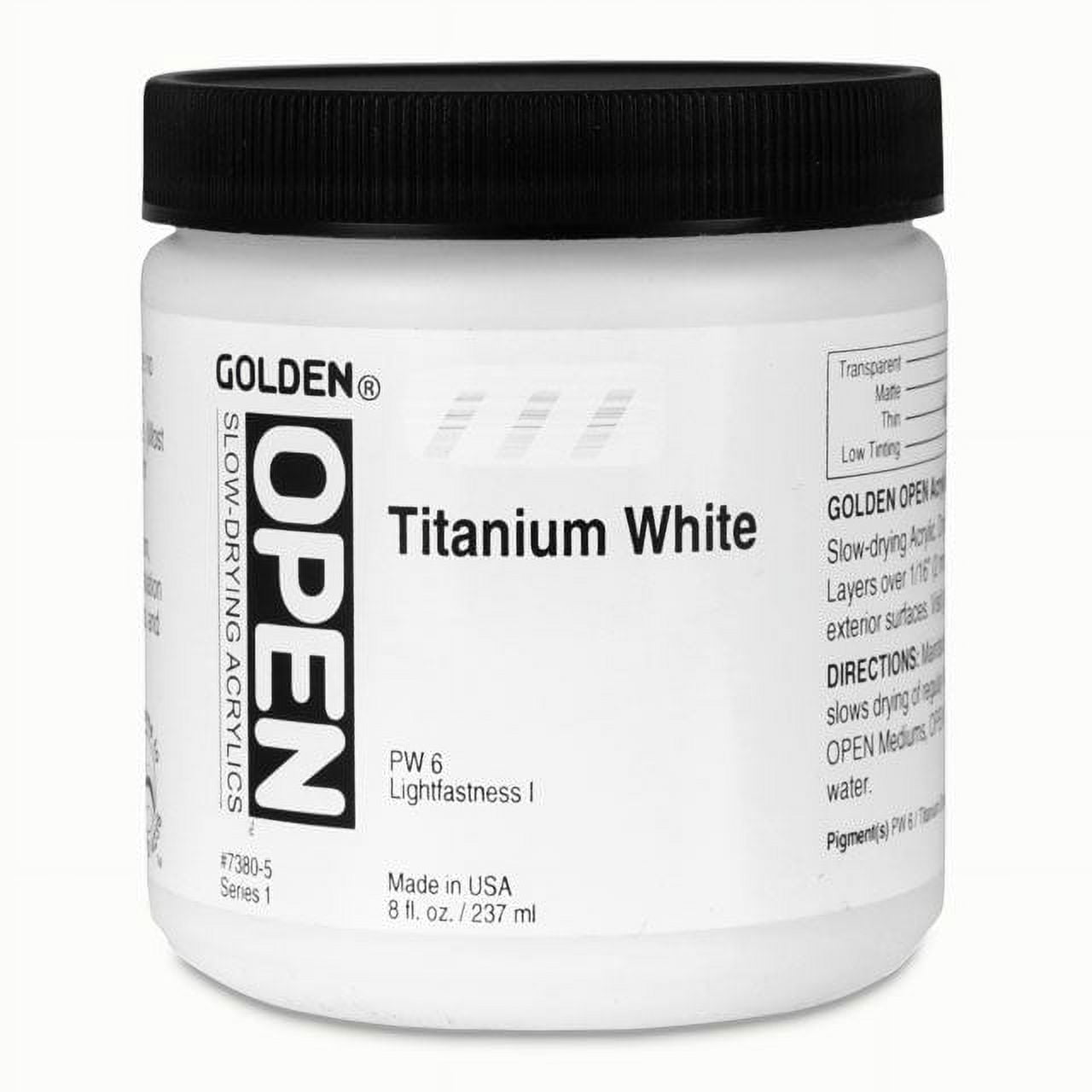 Golden Open Acrylic Paint, 8 oz, Titanium White