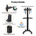 thumbnail image 4 of Yescom Rolling TV Stand Mobile TV Cart for 32" to 65" LCD LED Screen TVs Office Lecture, 4 of 9