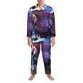 thumbnail image 3 of Balery Colorful Frog Among Flowers Pijama para Hombre de Dos Piezas con Manga Larga, Conjunto de Dormir y Descanso Suave con Bolsillos-Large, 3 of 7
