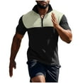 thumbnail image 3 of Ceisia Men's Slim Fit Short Sleeve Half-Zip Color-Blocked Top Waffle-Knit Texture Spring Summer Shirt Gift, 3 of 6