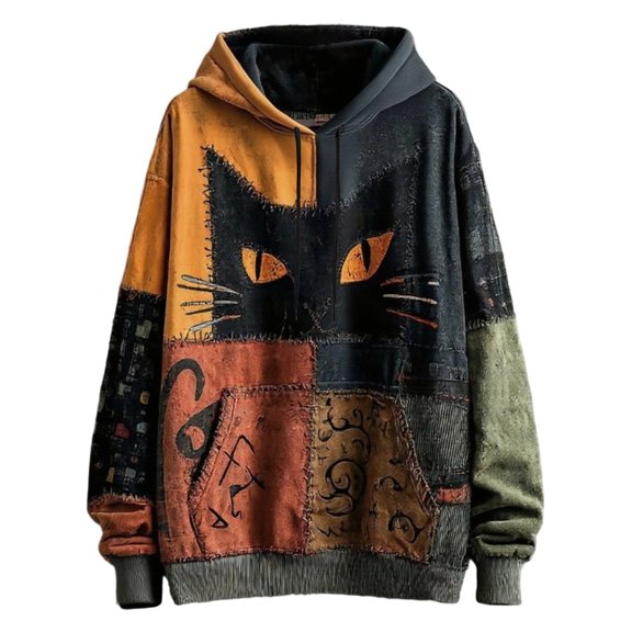 Glisme Halloween Hoodies For Men Graphic Print Long Sleeve Fall Season Tops Men Soft Sweatshirts Size L
