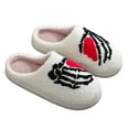 thumbnail image 6 of Halloween Plush Slippers Heart Finger Pattern Slippers, Halloween House Slippers for Women Men, Spooky Halloween Slippers for Indoor Outdoor (White 40-41), 6 of 10
