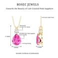 thumbnail image 4 of Rosec Jewels Created Pink Sapphire Drop Pendant Necklace with Moissanite for Women - 8X10 mm, 18K Yellow Gold, 4 of 6
