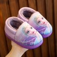 thumbnail image 1 of Disney Princess Elsa Winter Children's Heel Cotton Slippers Girls' Warm Frozen Kids' Cotton Black Purple Flats Shoes Size 24-40, 1 of 4