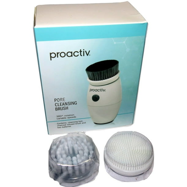 Proactiv Pore Cleansing Brush CHARCOAL Infused + Silicone & Soft Bristle Brush Heads