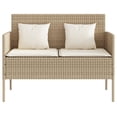 thumbnail image 2 of vidaXL Garden Bench with Cushions Beige Poly Rattan, 2 of 5