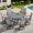 Grey Fabric-Gray Table, variant on DIFY 5PCS Patio Furniture Set, 41" Round Dining Table and 4 Swivel Textilene Chairs, Brown