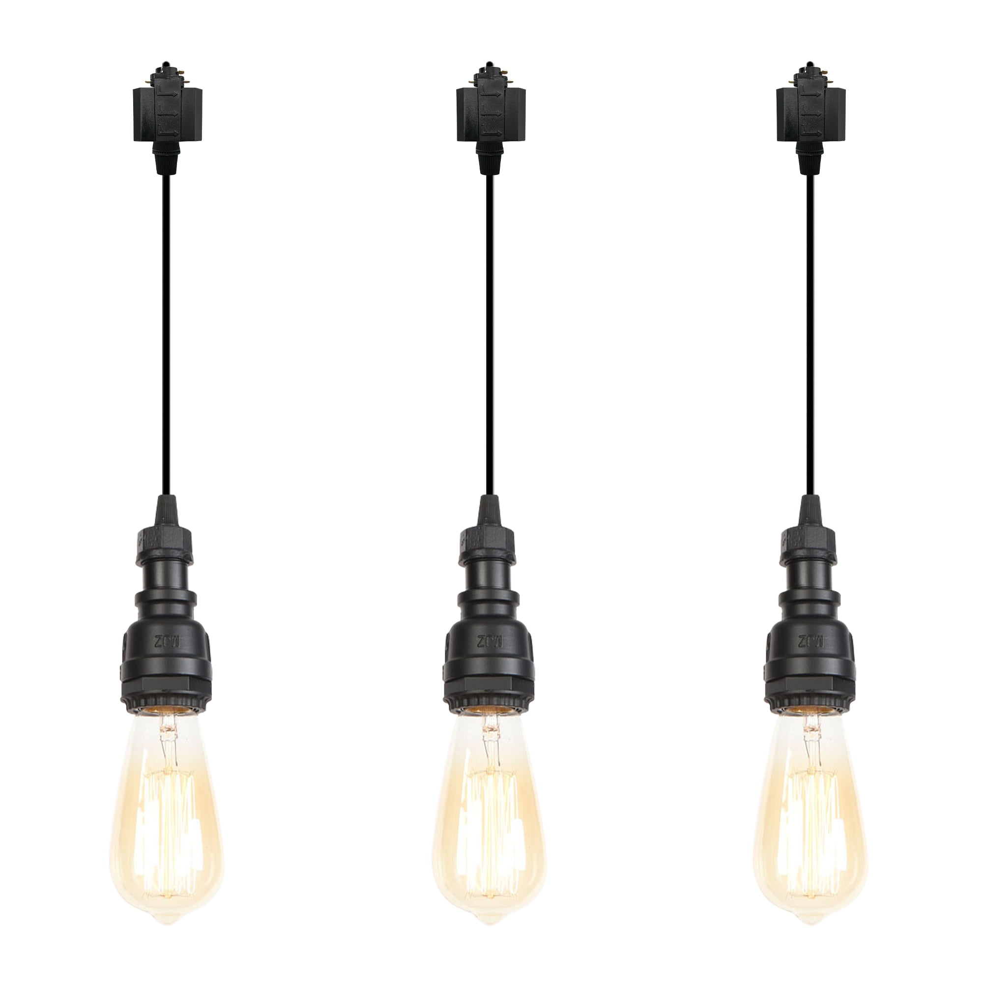 Kiven HType Track Lighting, 3Light Industrial Halo Track Pendant Light, Steampunk Style Track