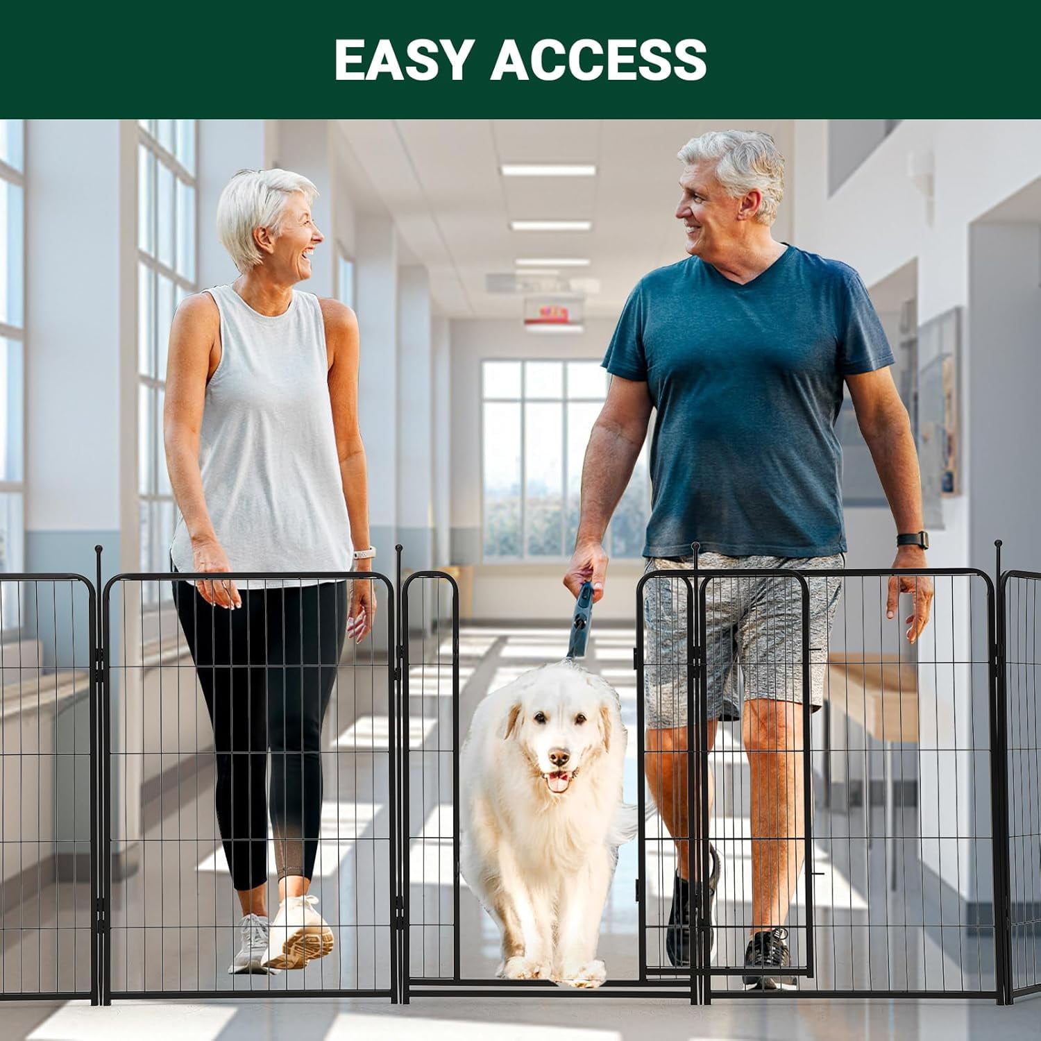 Roromall Dog Playpen Indoor/Outdoor,40"H x 27"W 16 Panels Pet Play Pen, Stress-Free and Safe Play, Portable Metal Pet Exercise for Rv Camping Garden Yard, Quick Install